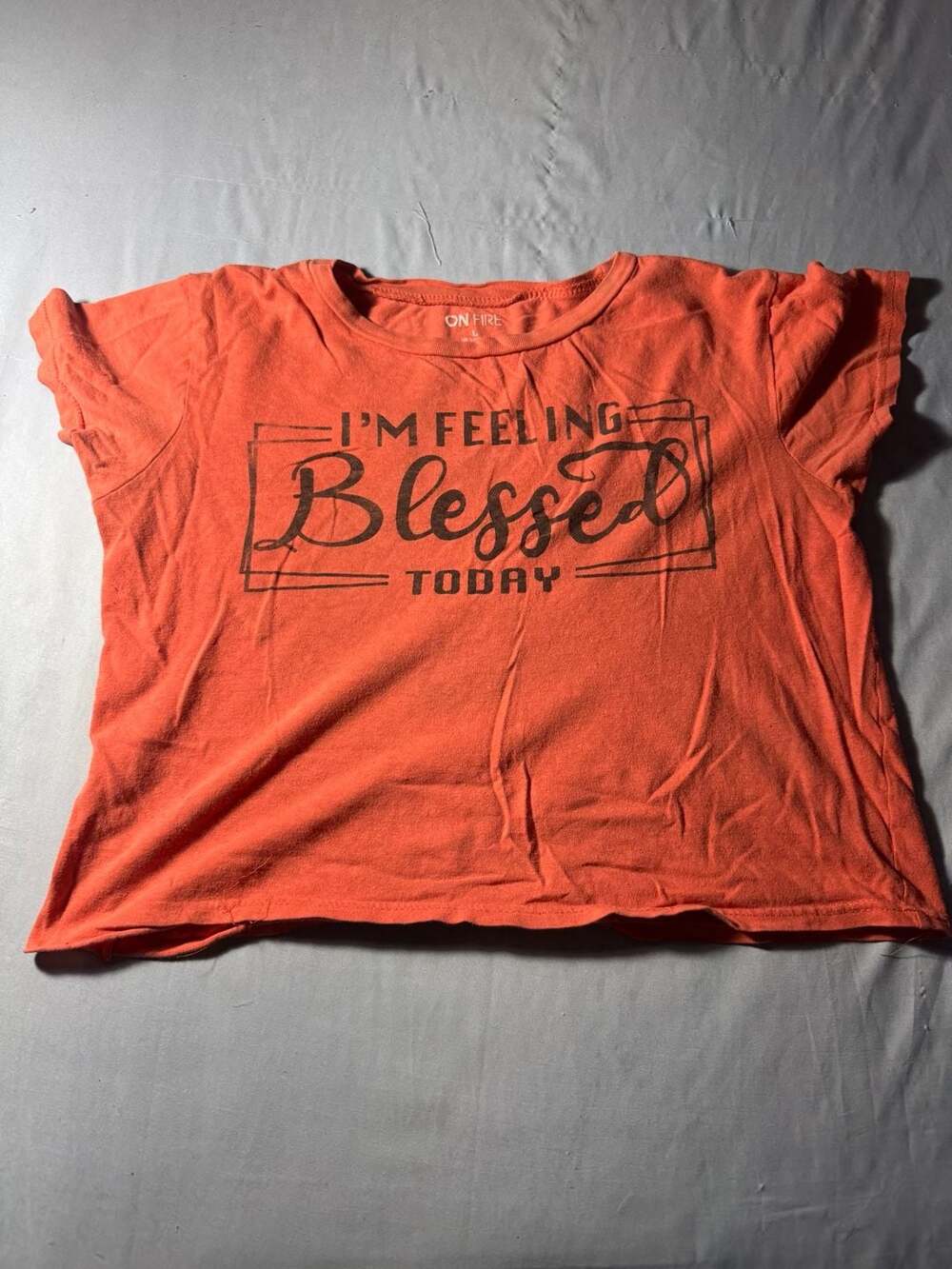 On Fire Graphic T-Shirt Size L Orange Blessed